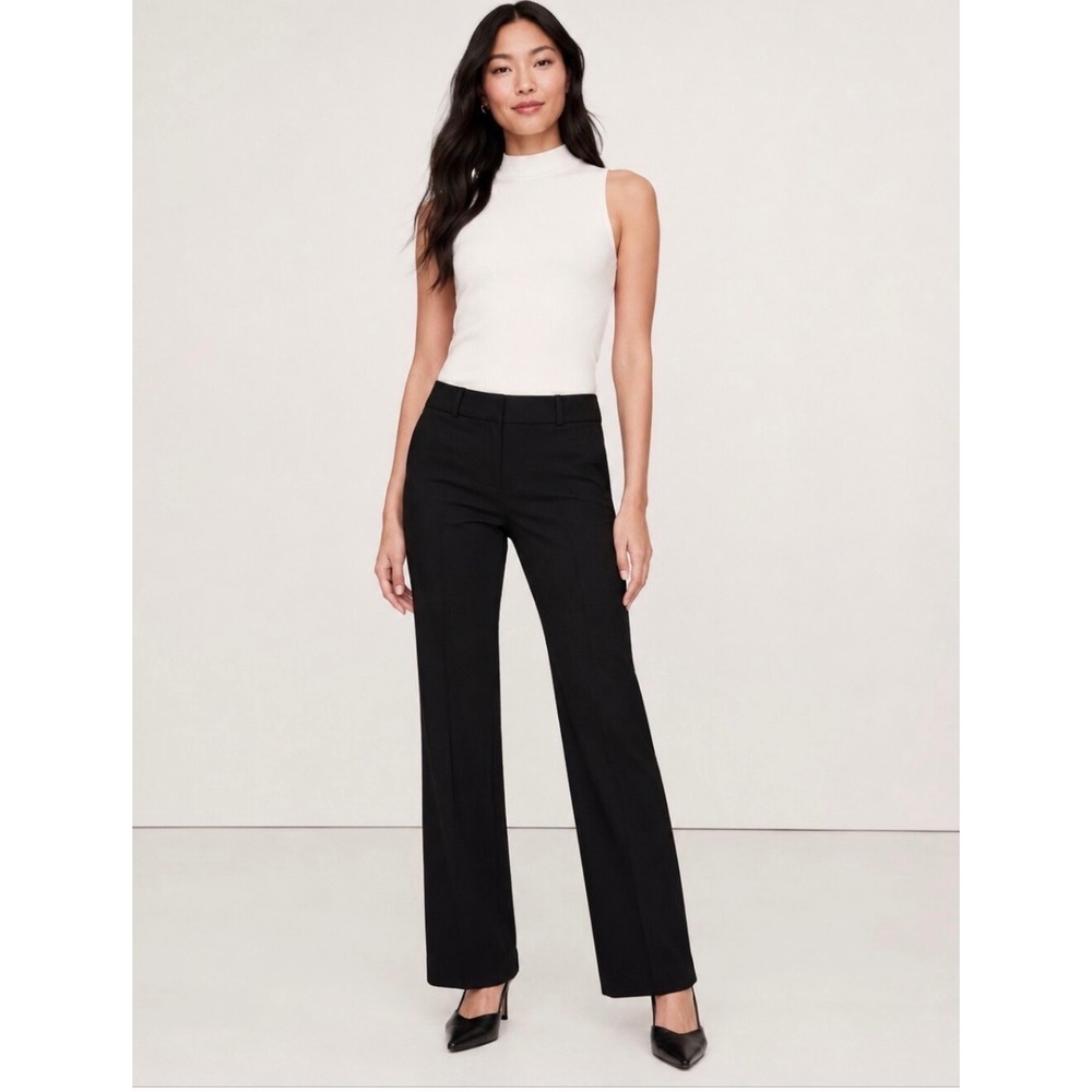 Banana Republic Logan Trouser Women 10 Black Straight Leg Career Corporatecore